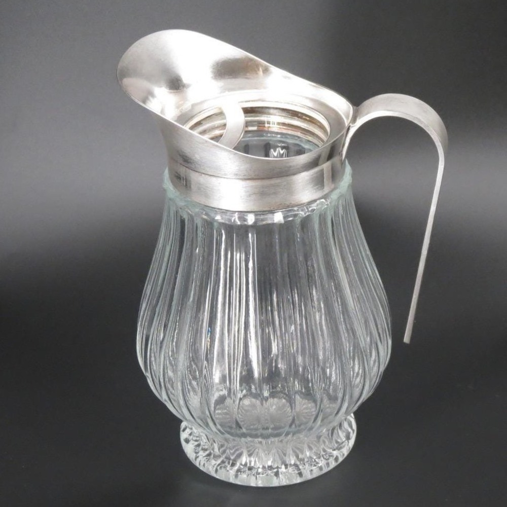 Vintage Godinger Crystal and Silverplate Beverage Pitcher Italian Elegant Glass